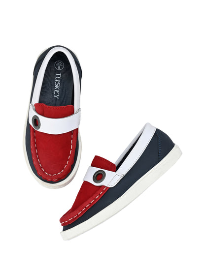 Tuskey Loafers Moccasins Casual Shoes for Boys - Red