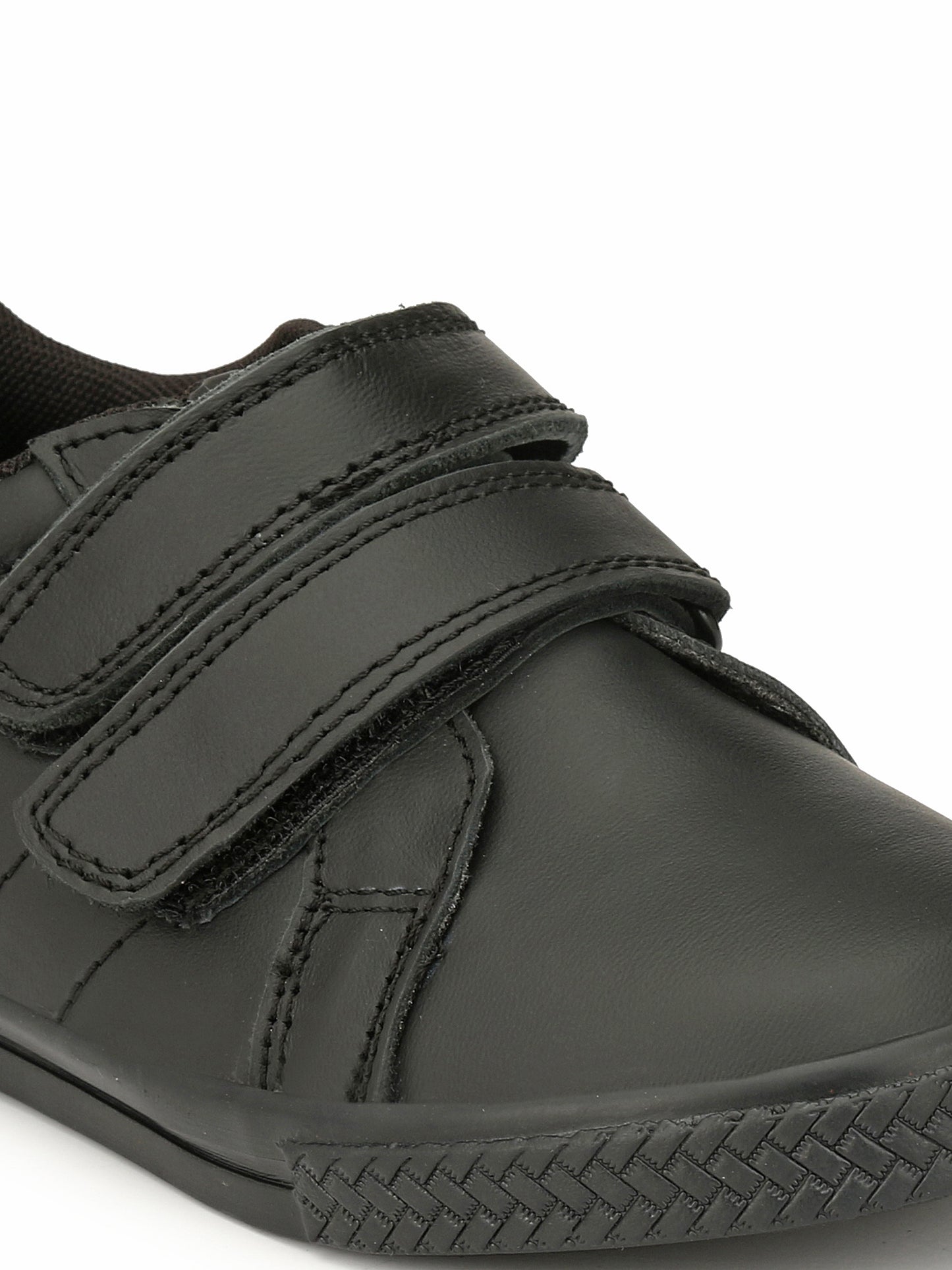 Tuskey Velcro Closure Solid School Shoes - Black