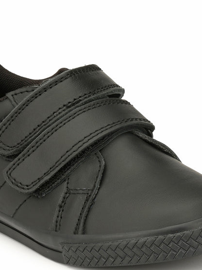 Tuskey Velcro Closure Solid School Shoes - Black
