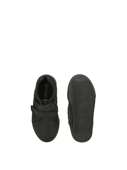Tuskey Velcro Closure Solid School Shoes - Black
