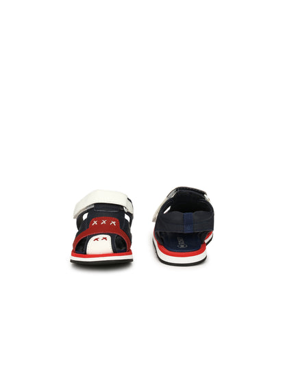 Tuskey Cross Stitch Design Velcro Straps Sandals - Blue