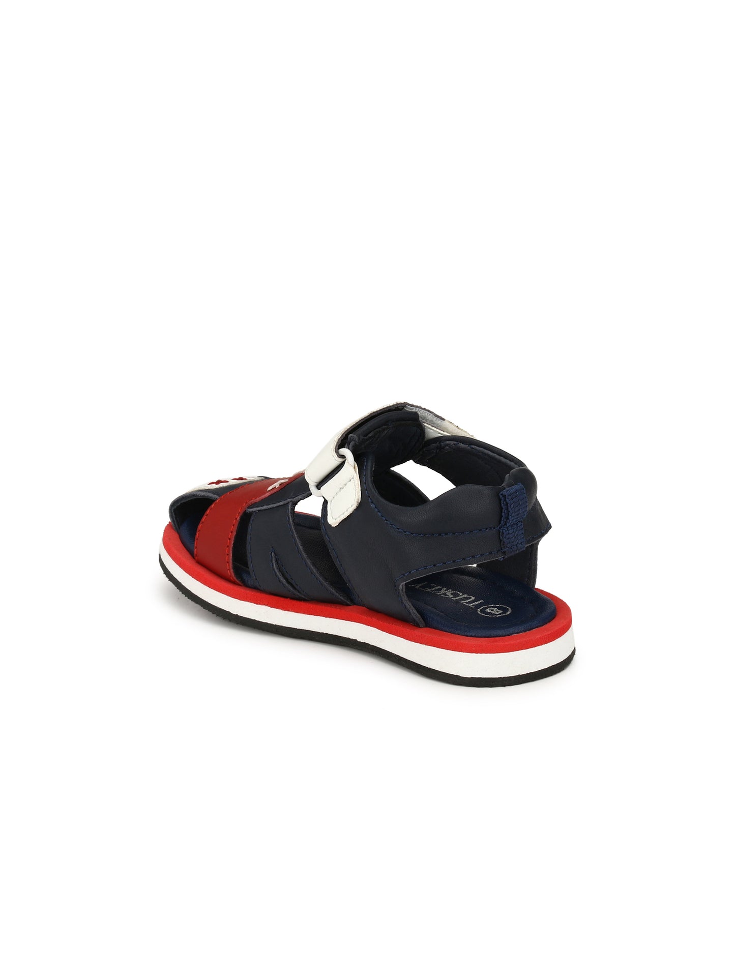 Tuskey Cross Stitch Design Velcro Straps Sandals - Blue