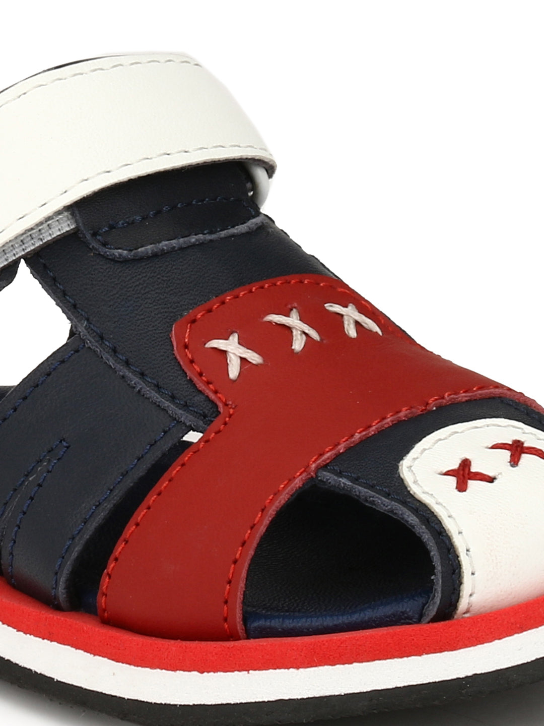 Tuskey Cross Stitch Design Velcro Straps Sandals - Blue