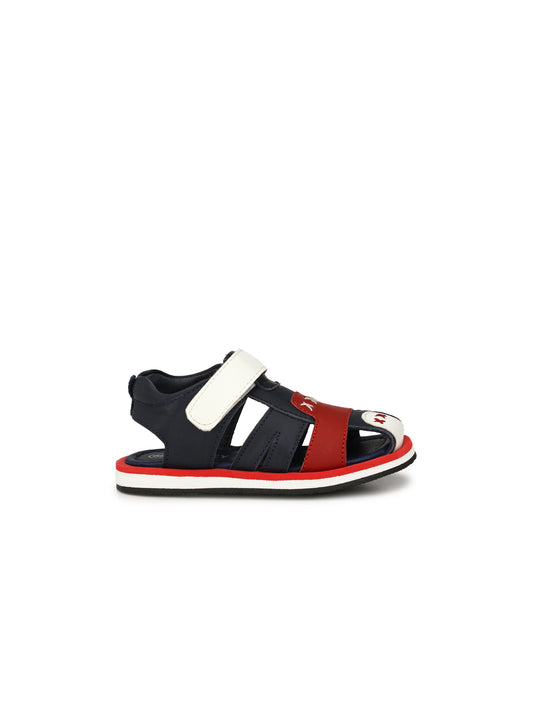 Tuskey Cross Stitch Design Velcro Straps Sandals - Blue
