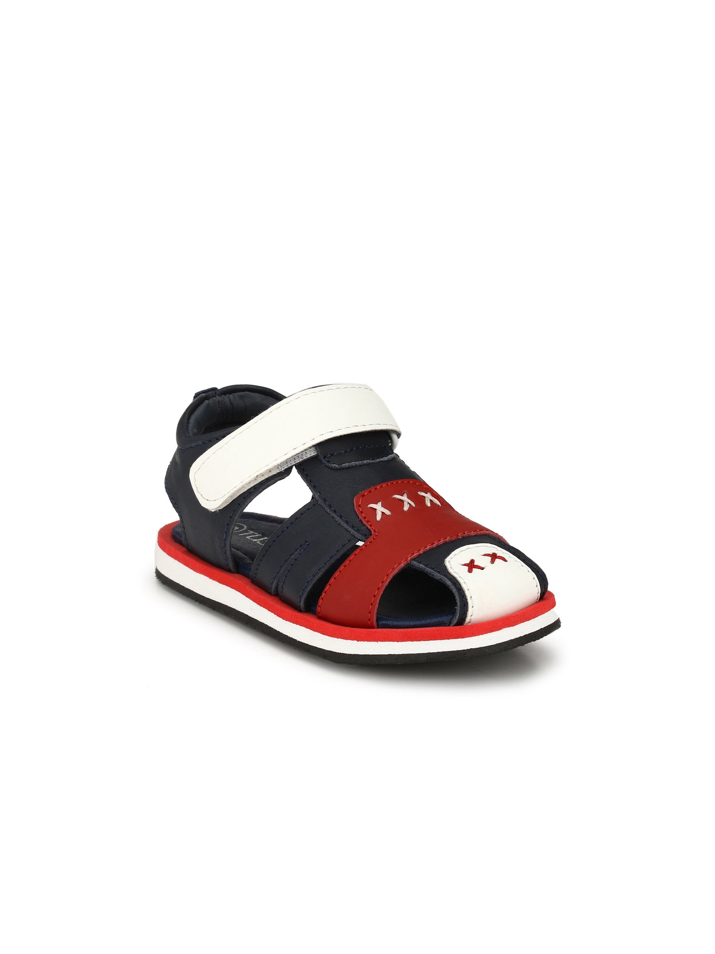 Tuskey Cross Stitch Design Velcro Straps Sandals - Blue