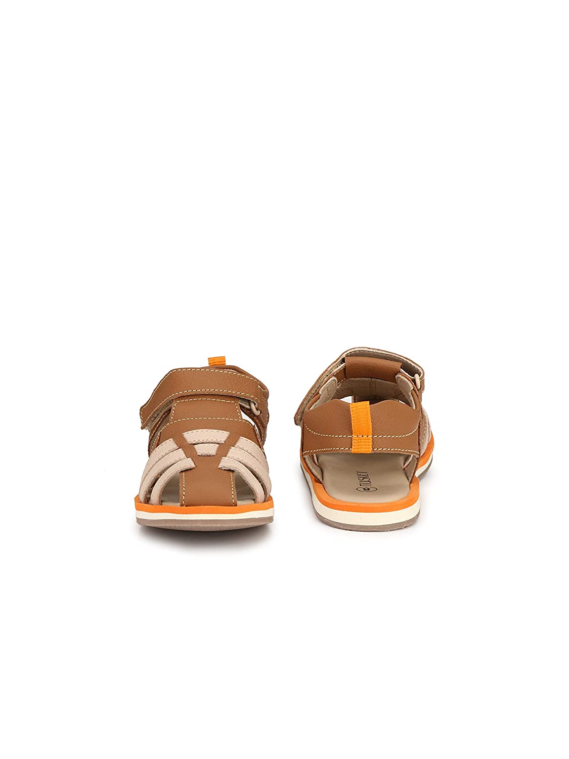 Tuskey Colour Block Velcro Closure Sandals - Tan