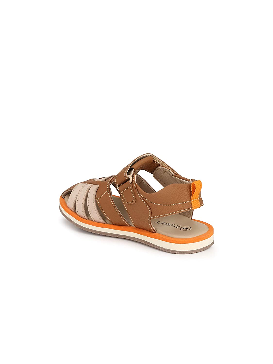 Tuskey Colour Block Velcro Closure Sandals - Tan