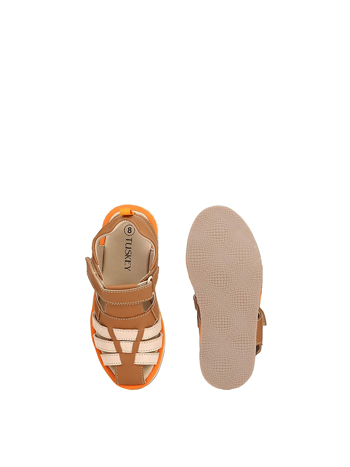 Tuskey Colour Block Velcro Closure Sandals - Tan