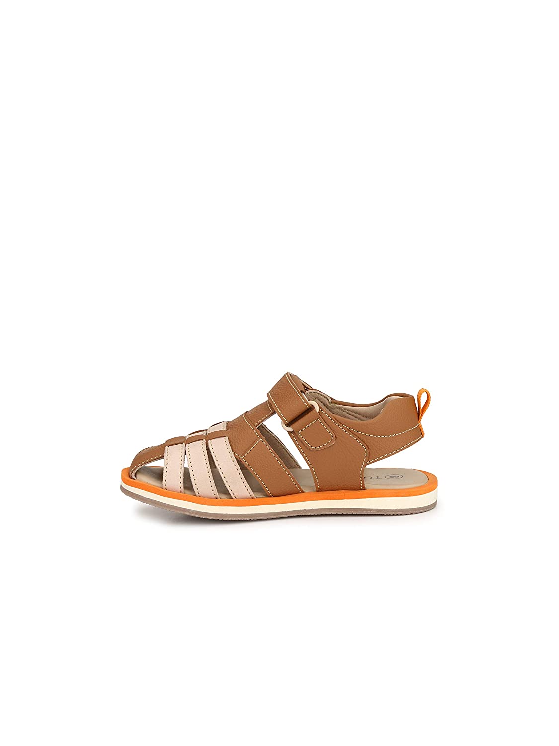 Tuskey Colour Block Velcro Closure Sandals - Tan
